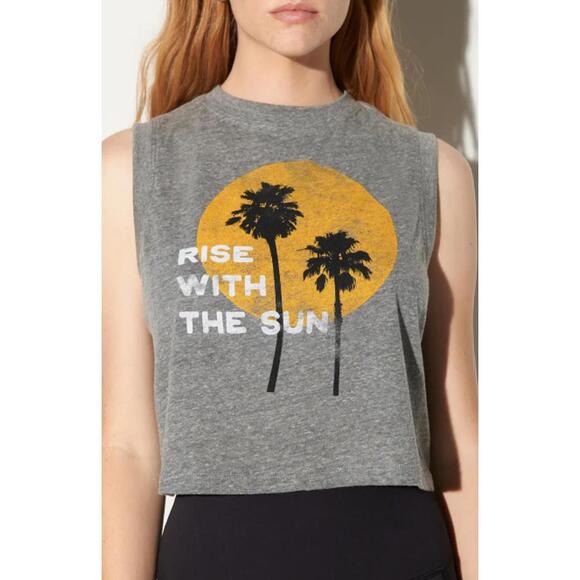 Spiritual Gangster Tops - NWT Spiritual Gangster Shady Palm Crawford Crop Cotton Graphic Tank - Size XL